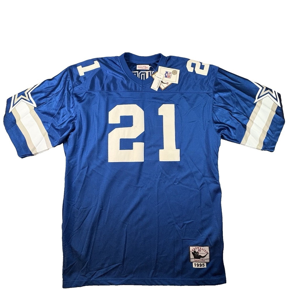 Mitchell & Ness Men's 56 NWT Blue Deion Sanders Dallas Cowboys #21 1995 Jersey